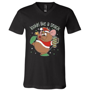 Looking Like A Snack Christmas Mouse Boujee Santa Xmas V-Neck T-Shirt