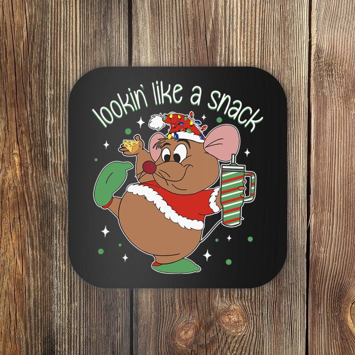 Looking Like A Snack Christmas Mouse Boujee Santa Xmas Coaster