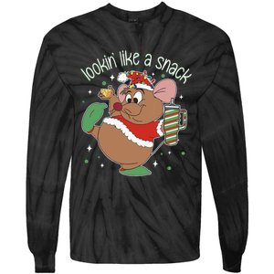 Looking Like A Snack Christmas Mouse Boujee Santa Xmas Tie-Dye Long Sleeve Shirt