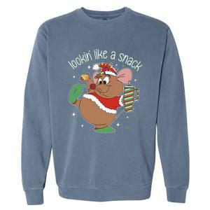 Looking Like A Snack Christmas Mouse Boujee Santa Xmas Garment-Dyed Sweatshirt