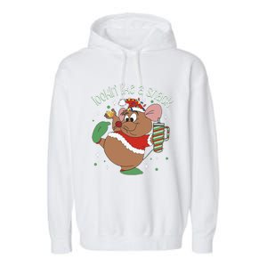 Looking Like A Snack Christmas Mouse Boujee Santa Xmas Garment-Dyed Fleece Hoodie