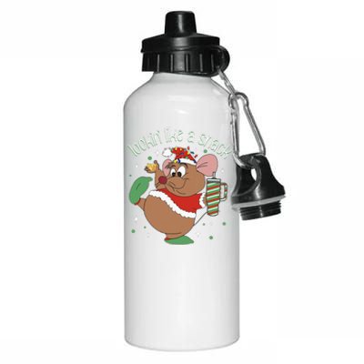 Looking Like A Snack Christmas Mouse Boujee Santa Xmas Aluminum Water Bottle