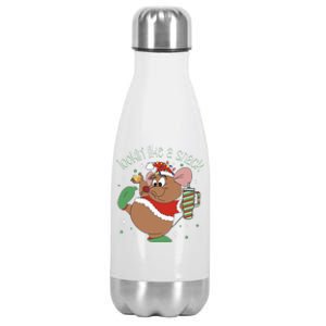 Looking Like A Snack Christmas Mouse Boujee Santa Xmas Stainless Steel Insulated Water Bottle