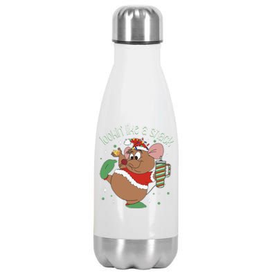 Looking Like A Snack Christmas Mouse Boujee Santa Xmas Stainless Steel Insulated Water Bottle