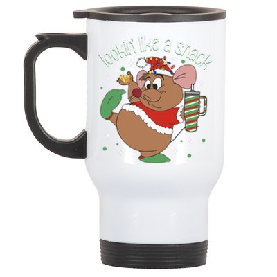 Looking Like A Snack Christmas Mouse Boujee Santa Xmas Stainless Steel Travel Mug