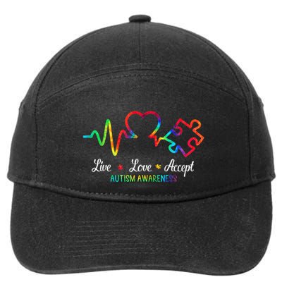 Live Love Accept Autism Awareness 7-Panel Snapback Hat