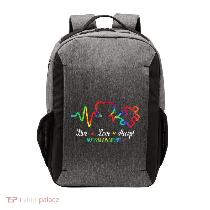 Live Love Accept Autism Awareness Vector Backpack