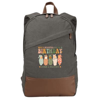 Labor L And D Nurse Swaddle Baby Beautiful Day For Birthday Cotton Canvas Backpack