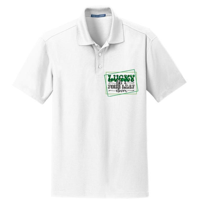 Lucky Like A Four Leaf Clover Dry Zone Grid Polo