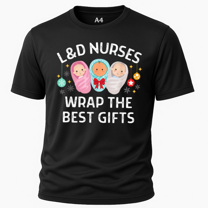 L&D Labor And Delivery Nurses Wrap The Best Gifts Christmas Cooling Performance Crew T-Shirt