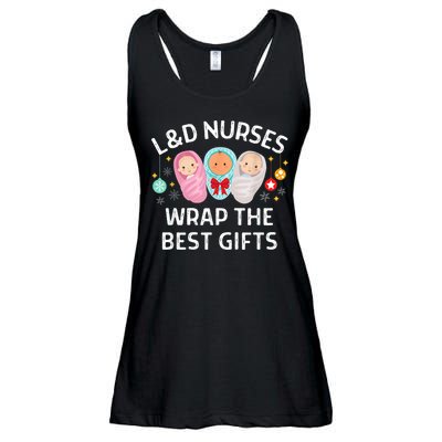 L&D Labor And Delivery Nurses Wrap The Best Gifts Christmas Ladies Essential Flowy Tank