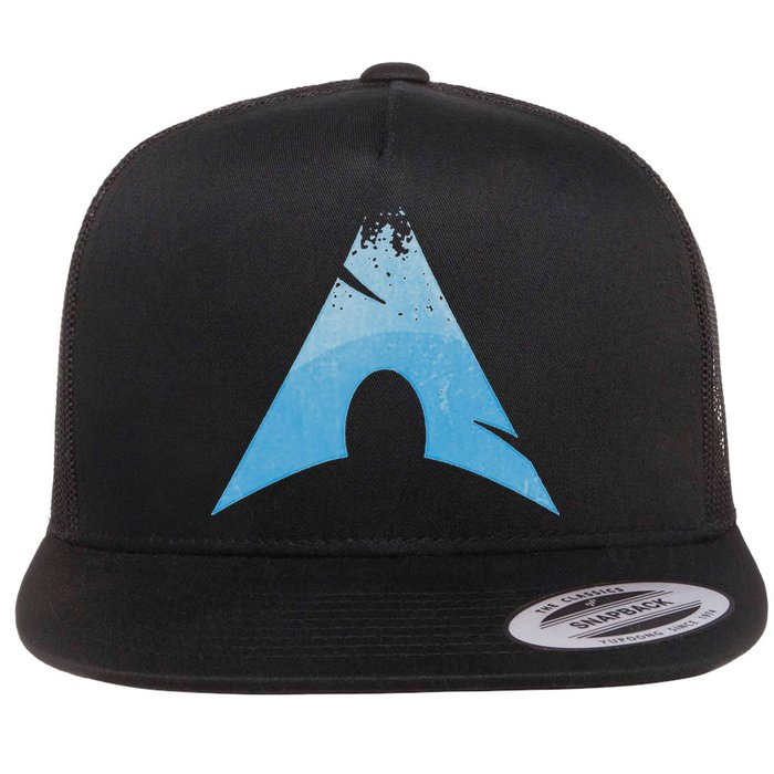 Linux Lovers Arch Linux Vintage Worn Logo Open Source Os Flat Bill Trucker Hat