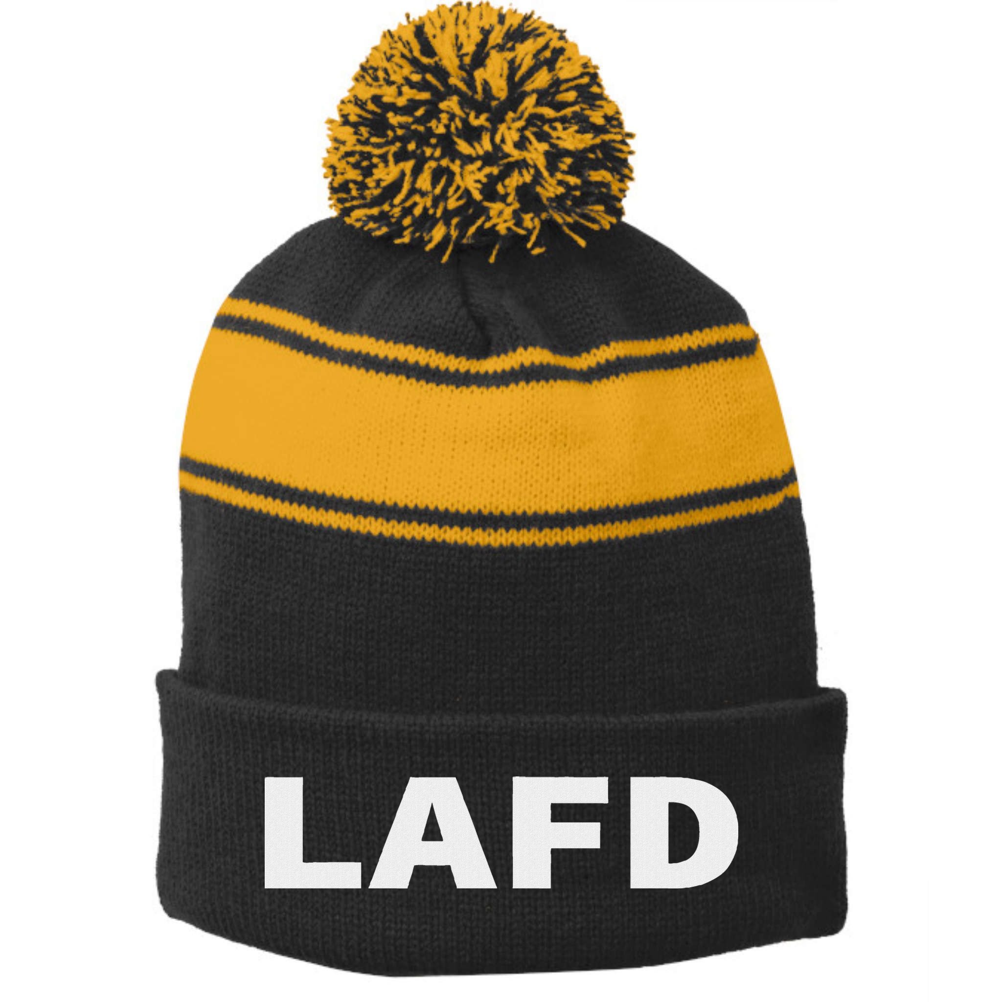 Lafd Stripe Pom Pom Beanie
