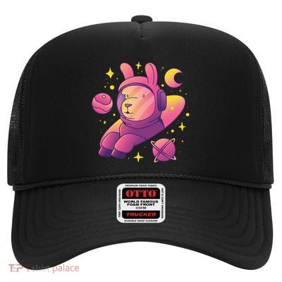 Llama Astronaut High Crown Mesh Back Trucker Hat