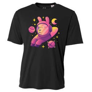 Llama Astronaut Cooling Performance Crew T-Shirt