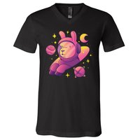 Llama Astronaut V-Neck T-Shirt