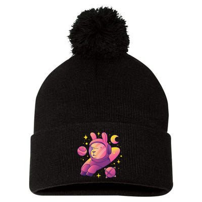 Llama Astronaut Pom Pom 12in Knit Beanie