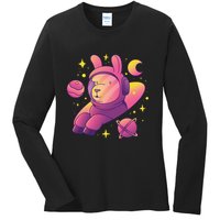 Llama Astronaut Ladies Long Sleeve Shirt