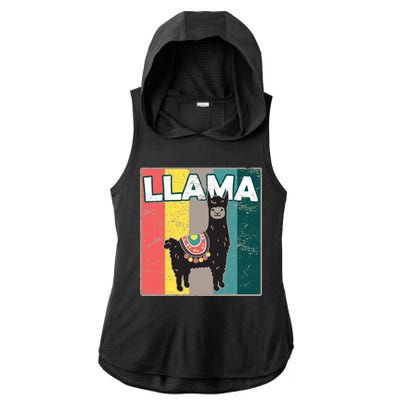 Llama Retro Ladies PosiCharge Tri-Blend Wicking Draft Hoodie Tank