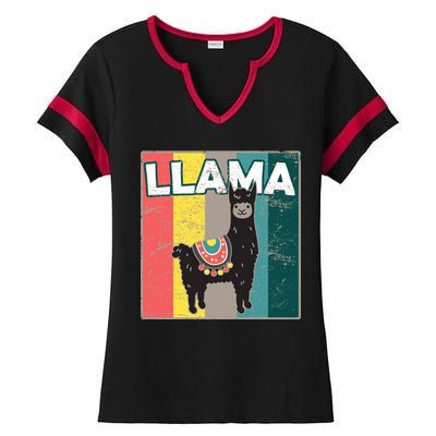 Llama Retro Ladies Halftime Notch Neck Tee