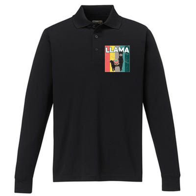 Llama Retro Performance Long Sleeve Polo