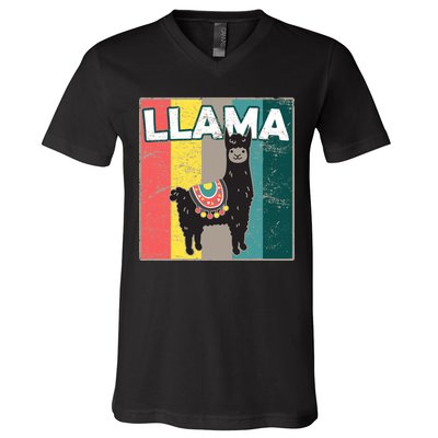 Llama Retro V-Neck T-Shirt