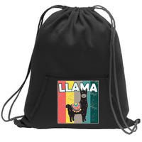 Llama Retro Sweatshirt Cinch Pack Bag