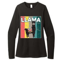 Llama Retro Womens CVC Long Sleeve Shirt