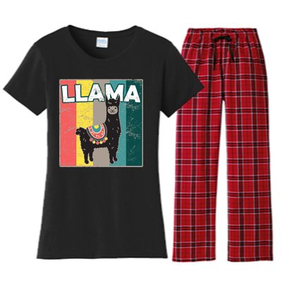 Llama Retro Women's Flannel Pajama Set