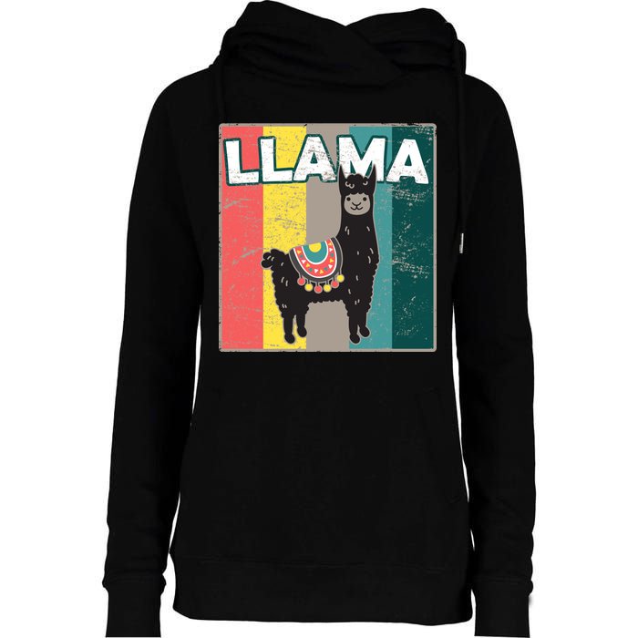 Llama Retro Womens Funnel Neck Pullover Hood