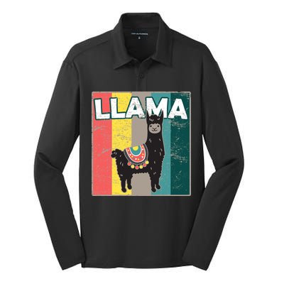 Llama Retro Silk Touch Performance Long Sleeve Polo