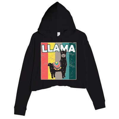 Llama Retro Crop Fleece Hoodie