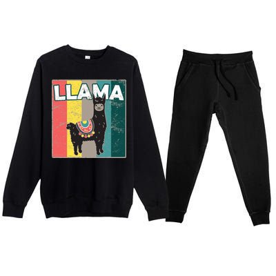 Llama Retro Premium Crewneck Sweatsuit Set