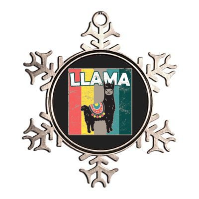 Llama Retro Metallic Star Ornament