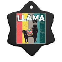 Llama Retro Ceramic Star Ornament