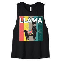 Llama Retro Women's Racerback Cropped Tank