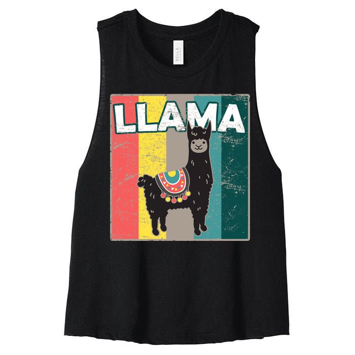 Llama Retro Women's Racerback Cropped Tank