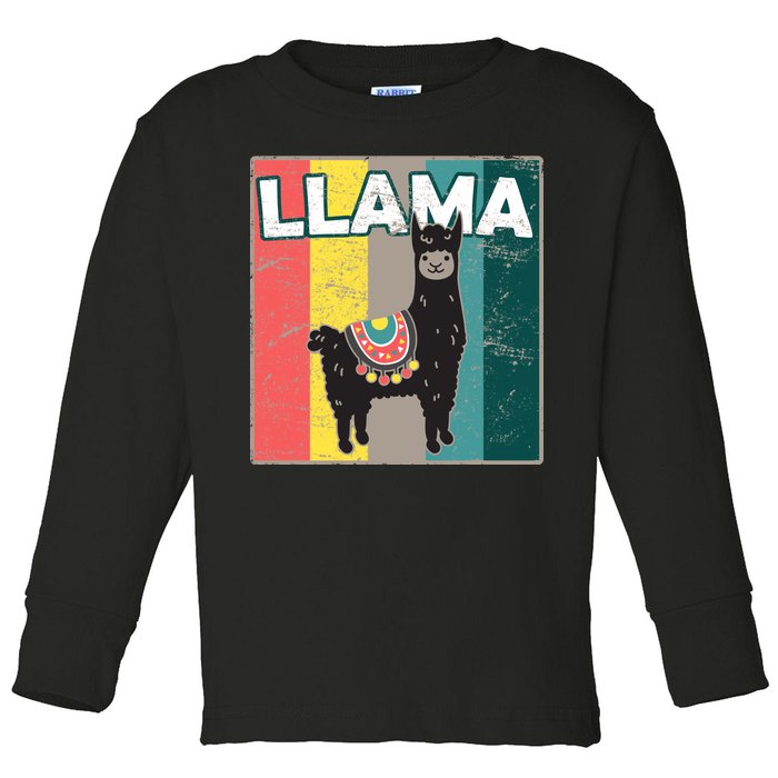 Llama Retro Toddler Long Sleeve Shirt