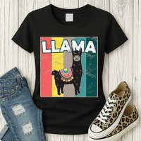 Llama Retro Womens T-Shirt