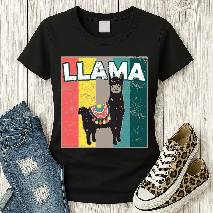 Llama Retro Womens T-Shirt
