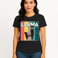 Llama Retro Womens T-Shirt