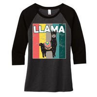 Llama Retro Women's Tri-Blend 3/4-Sleeve Raglan Shirt