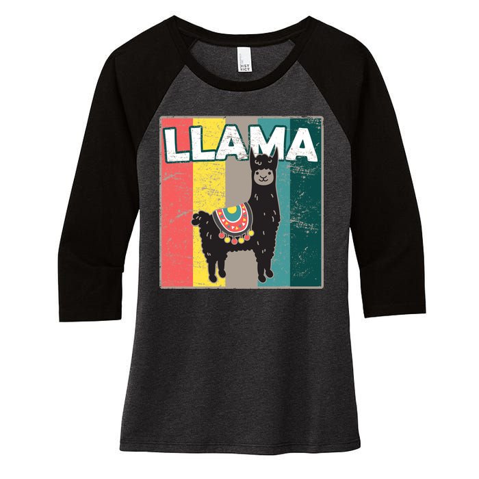 Llama Retro Women's Tri-Blend 3/4-Sleeve Raglan Shirt