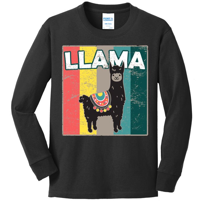 Llama Retro Kids Long Sleeve Shirt