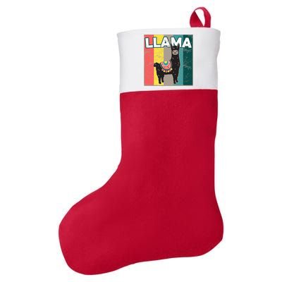 Llama Retro Felt Holiday Christmas Stocking