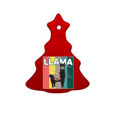 Llama Retro Ceramic Tree Ornament