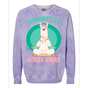 Llamast'ay 6 Feet Away Funny Social Distancing Colorblast Crewneck Sweatshirt