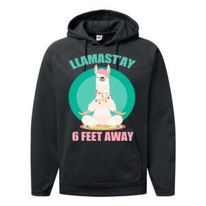 Llamast'ay 6 Feet Away Funny Social Distancing Performance Fleece Hoodie