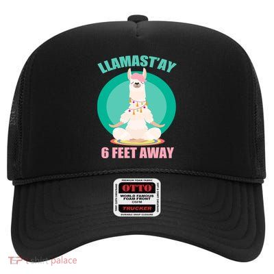 Llamast'ay 6 Feet Away Funny Social Distancing High Crown Mesh Back Trucker Hat