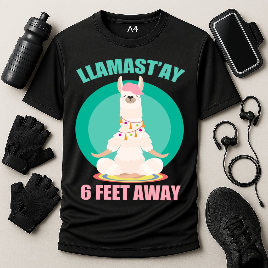 Llamast'ay 6 Feet Away Funny Social Distancing Cooling Performance Crew T-Shirt